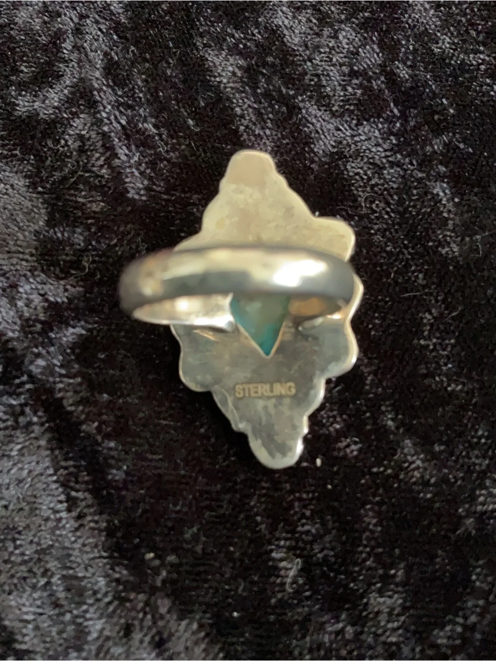 Navajo Turquoise Stone Floral Silver Ring  size 8